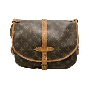 Louis Vuitton Bag Crossbody Monogram Brown Leather Shoulder Saumur